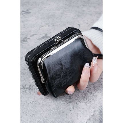 Black Minimalist Wristlet PU Leather Coin Purse