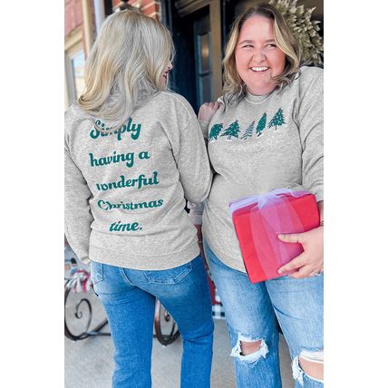Gray 2-side Printed Christmas Tree Letter Graphic Sweatshirt
