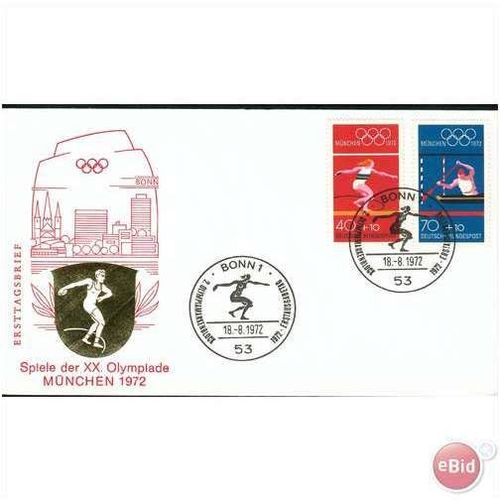Germany Cover 1972 - SG 1631 + SG 1632 - XX Olympiade Munich - Discus & Canoeing
