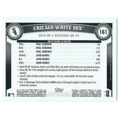2011 Topps - #161 - Chicago White Sox