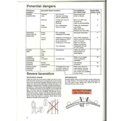 Operator's Safety Manual Husqvarna Chain Saws 101 87 34-96 Rev. 3-03/25/93