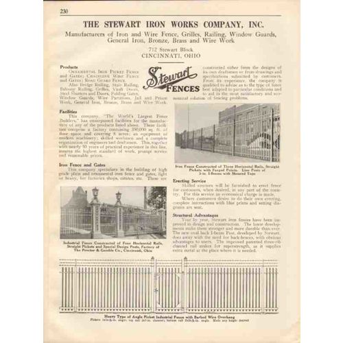 stewart iron works company 1931 iron fences gates 3-t vintage catalog