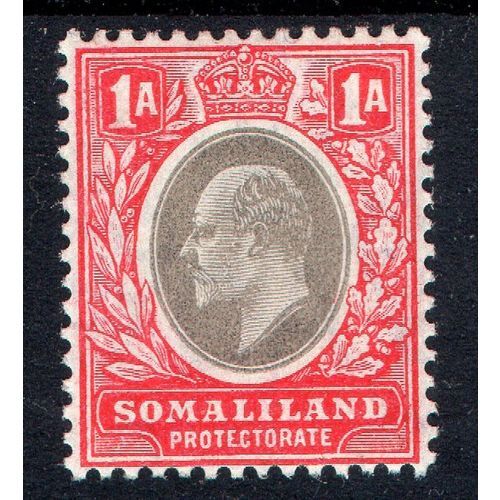 Somaliland 1905 Sg46 1a grey-black & red not chalk very lightly m/mint (ALB)