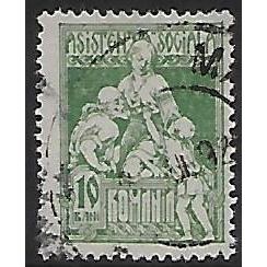 Zm Mi 9: 10 b. deep green Postal Tax Stamp: 'Charity', white paper, p. 13½:13¾