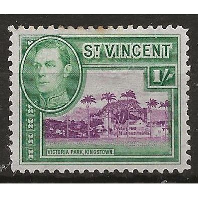 St Vincent 1938 SG156 1/- Black & Green Mounted Mint .