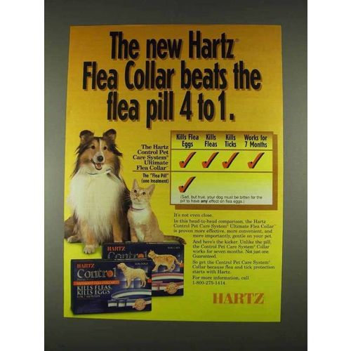 1996 Hartz Flea Collar Ad - Beats the Flea Pill 4 to 1
