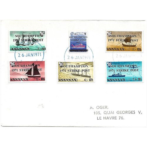 1971 Postal Strike SOUTHAMPTON Set on Herm Island Issue FDC