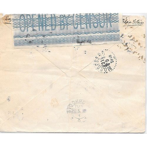 Egypt Sphinx and Pyramid Letter rate Cairo to Sweden 1918 CENSORED REDIRECTED