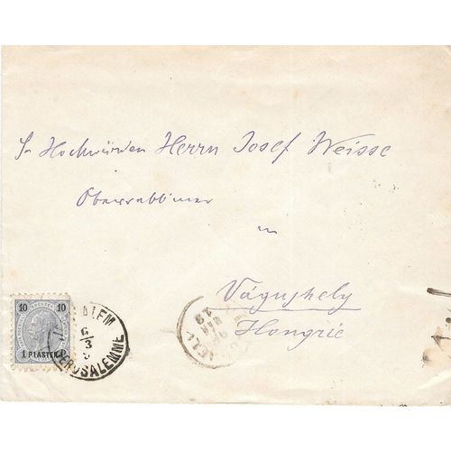 Austria Offices in Palestine Postal Card 1898 Jerusalem to Hungary =============