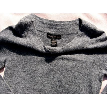 Womens Marisa Christina Sweater S Small Gray Angora Blend Top