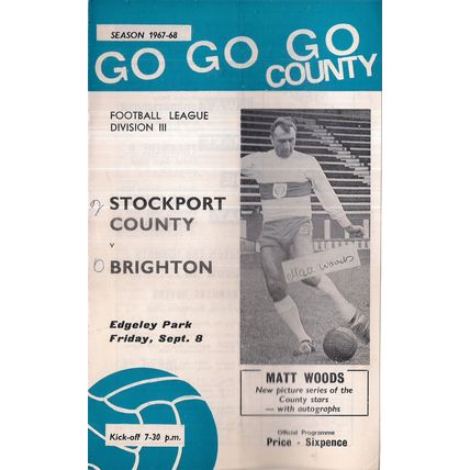 STOCKPORT COUNTY v BRIGHTON football programme September 8th, 1967 =