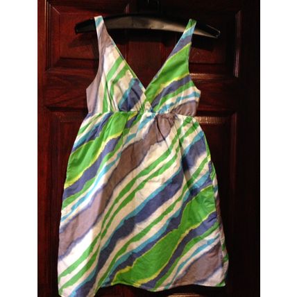 Summer Dress Size XS NEW w/Lining V-neck 100% Cotton Multicolor Extreme Comfort