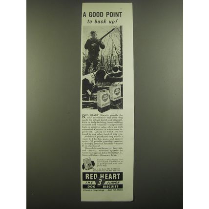 1938 Red Heart Dog Biscuits Ad - A good point to back up