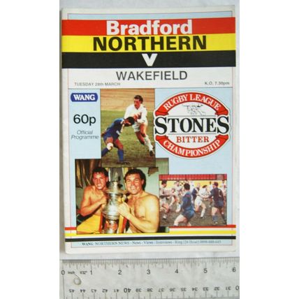 1989 programme Bradford Northern v. Wakefield
