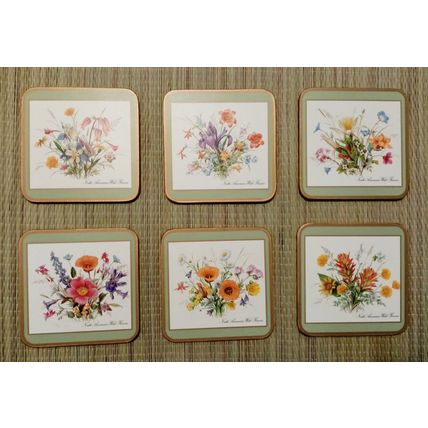 Pimpernel North American Wildflowers Coasters x 6 Made in England
