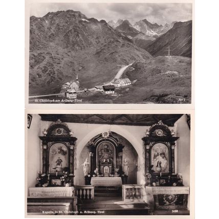 Kapelle St Christoph Arlberg Tirol 2x Real Photo Postcard