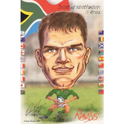 Joost VD Westhuizen South Africa 1999 Rugby Team Rare Artist Signed Postcard