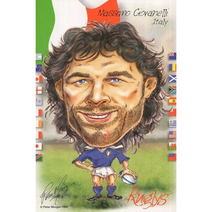 Massimo Giovanelli Italian 1999 Rugby Team Rare Artist Signed Postcard