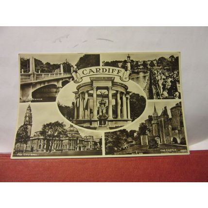 multiview, CARDIFF, WALES unused antique postcard RP =