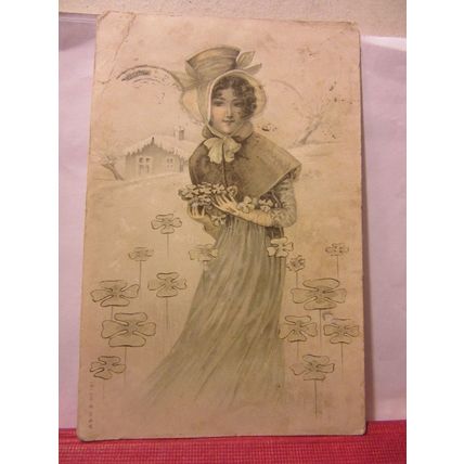 GREETINGS CARD CHRISTMAS used antique postcard by H. M. & Co. =