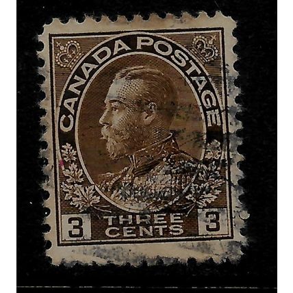 CANADA 1918 GEORGE V 3c BROWN SG 204 FINE USED#3