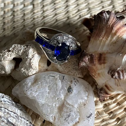 Ring 925 Sterling Silver Simulated Sapphire #514