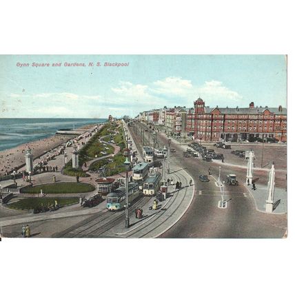 Vintage GB Postcard 1938 - Gynn Square & Gardens, North Shore, Blackpool