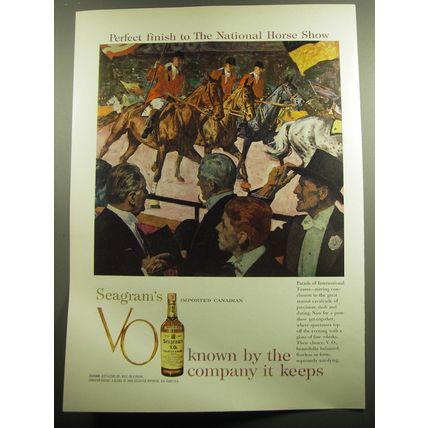 1958 Seagram's V.O. Whisky Ad - Perfect finish to the national horse show