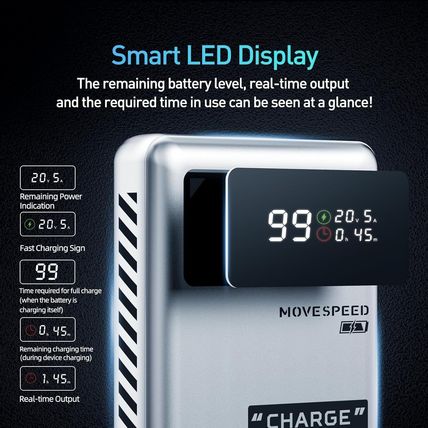 MoveSpeed 130W Power Bank 25000mAh 100W 65W Mobile Phone Laptop Battery Charger
