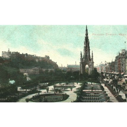 Princes Street, West, Edinburgh, Reis Postcard