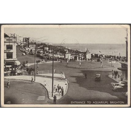 Entrance to Aquarium, Brighton, Sussex, 1950 - Postcard