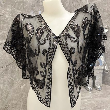 Women's Cape Up Shrug For 1920s Gatsby Sequin Evening Wraps Bridal Wedding Shawl