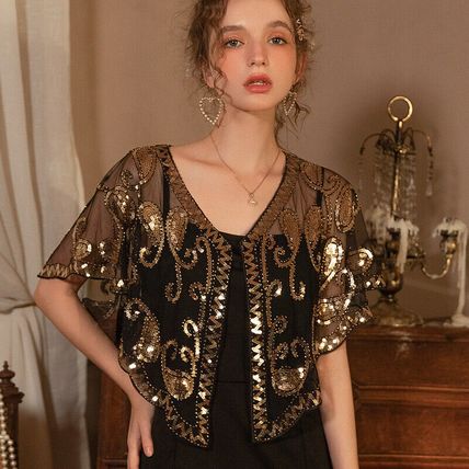 Women's Cape Up Shrug For 1920s Gatsby Sequin Evening Wraps Bridal Wedding Shawl