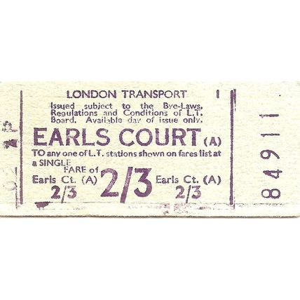 London Transport BMR Machine Ticket - Earls Court - 2/3