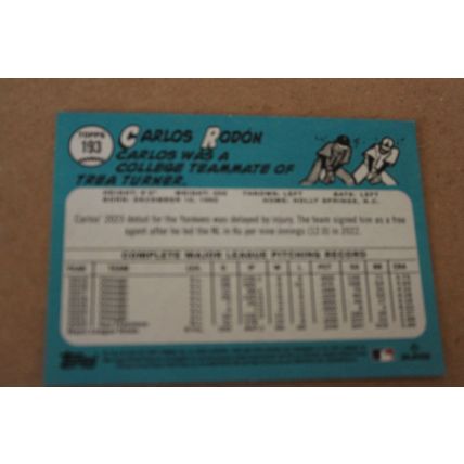 2023 topps baseball yeankees carlos rodon card#193