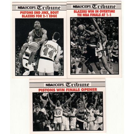 1990-91 Hoops THREE Detroit Pistons basketball cards #337, #338 & #339- Finals