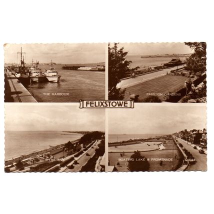 FELIXSTOWE - Multiview - Postally Used - 1962 Postmark - Valentine & Sons