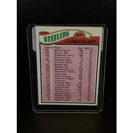 Steelers Checklist #222 | 1977 Topps Football Trading Card