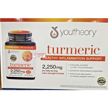 Youtheory Turmeric Healthy Inflammation Support Enhanced 210 Capsules (2 Jars)