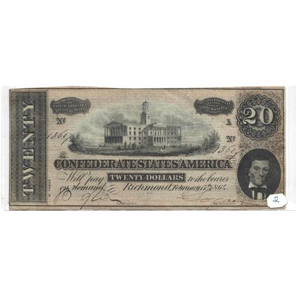 1864 Confederate $10.00 Bill EX