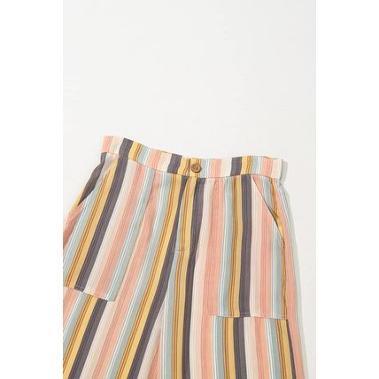 Multicolour Vertical Striped Smocked Cami Top Wide Leg Pants Set