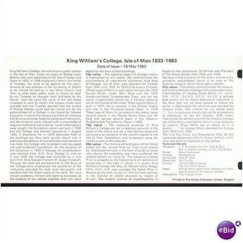 Isle Of Man 1983 Presentation Pack - SG 251-254 - King William's College