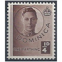 Dominica 1940 SG109a 1/4d Chocolate Mounted Mint
