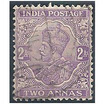 India 1911 SG166 2 Annas Purple Fine Used.