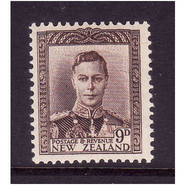 NEW ZEALAND 1947 GEORGE VI 9d PURPLE BROWN SG685 M /MINT