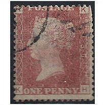1858 SG43 1d Rd Plate 86 Fine Used Check Letters "HK".