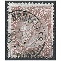 Mi 56a: 35 c. lilac-brown Definitive Stamp: King Leopold II.