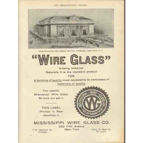 mississippi wire glass company 1912 grand central terminal vintage ad