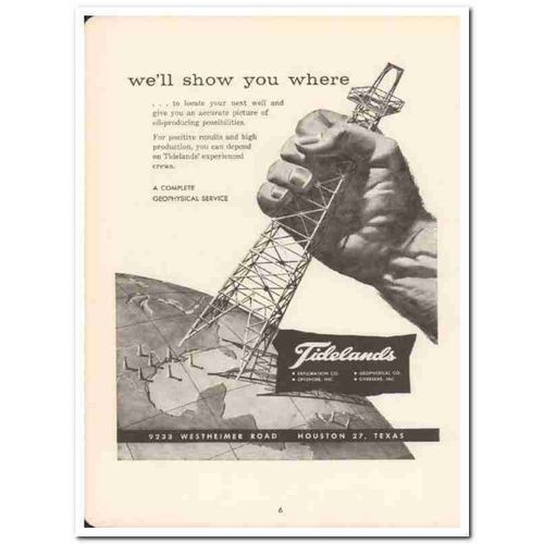 tidelands exploration company 1958 geophysical service oil vintage ad