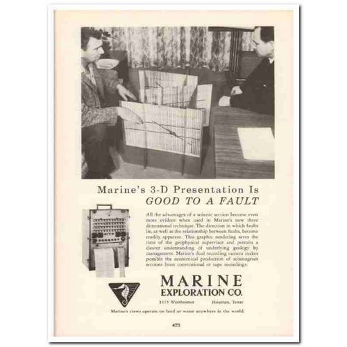 marine exploration company 1958 seismic 3-d presentation vintage ad